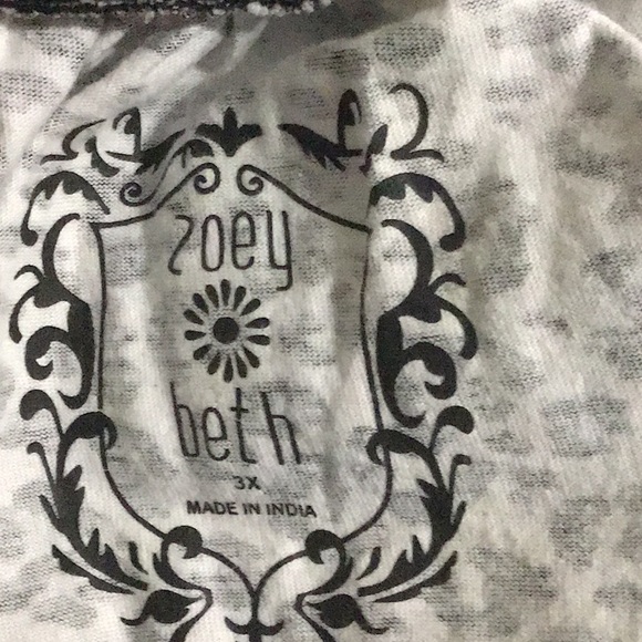 1X BLACK WHITE LEOPARD PRINT LONG BLOUSE  TUNIC TOP ZOEY BETH - Picture 3 of 3